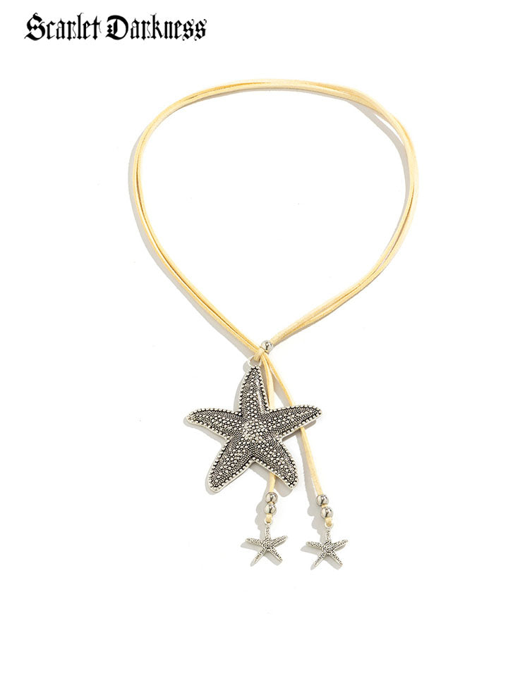 Seashell Serenade Starfish Boho Choker Necklace SCARLET DARKNESS