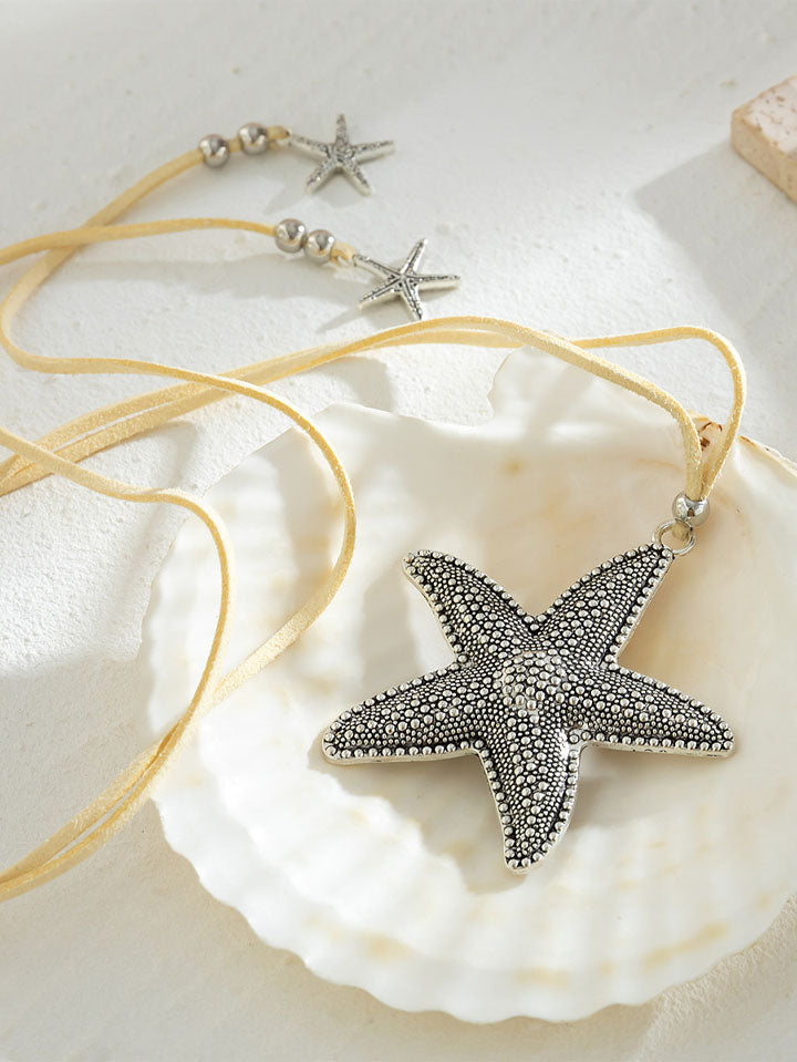 Seashell Serenade Starfish Boho Choker Necklace SCARLET DARKNESS