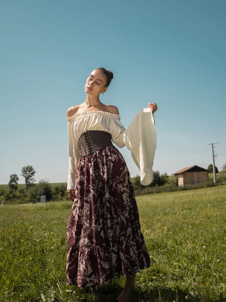 Retro Medieval Off Shoulder Bell Sleeves Tops SCARLET DARKNESS