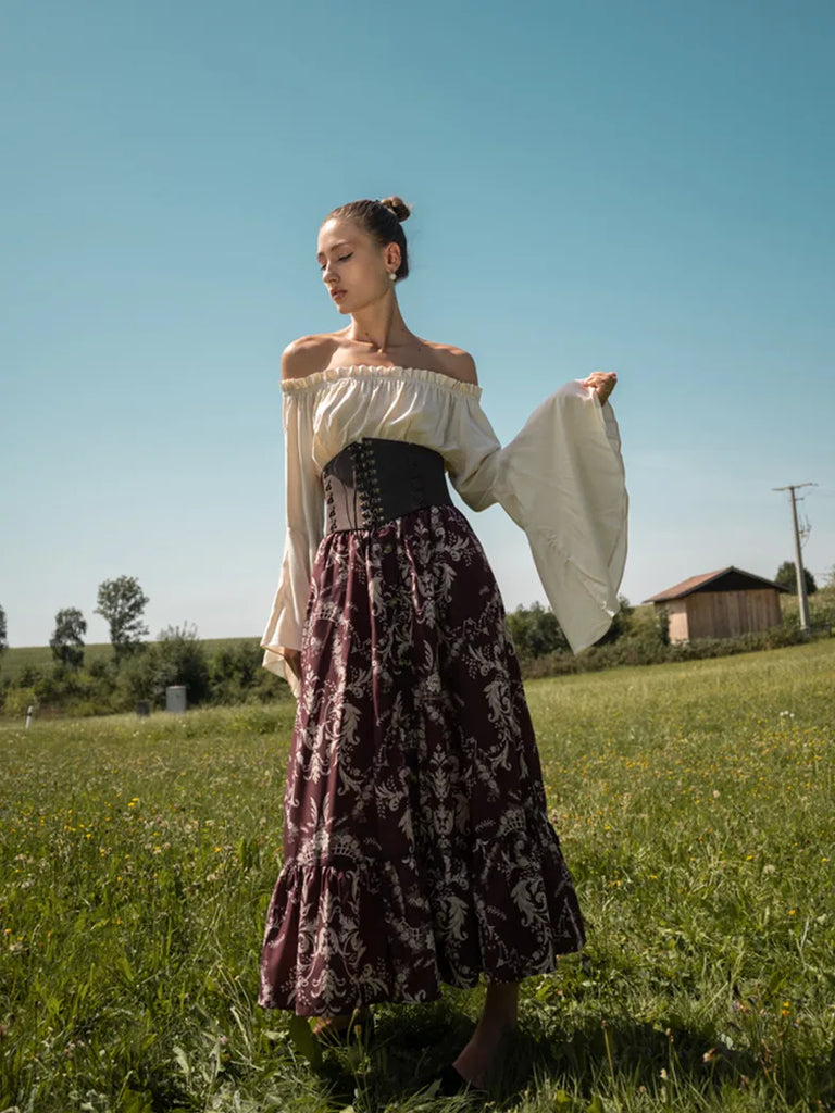 Retro Medieval Off Shoulder Bell Sleeves Tops SCARLET DARKNESS