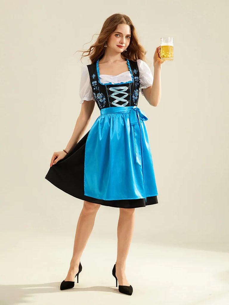 Women 3pcs Set German Bavarian Oktoberfest Costume SCARLET DARKNESS