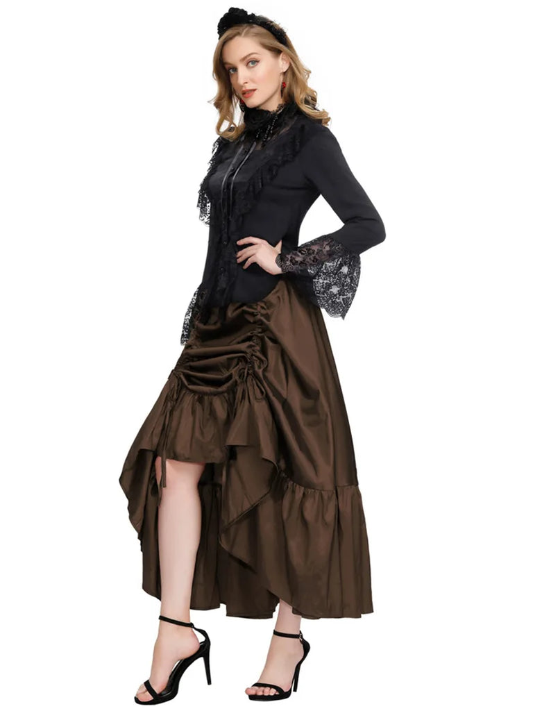 Gothic Chameleon High-Low Drawstring Skirt SCARLET DARKNESS