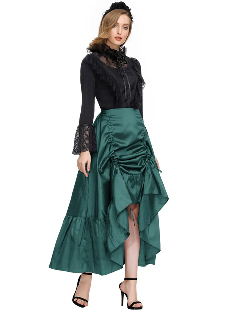 Gothic Chameleon High-Low Drawstring Skirt SCARLET DARKNESS