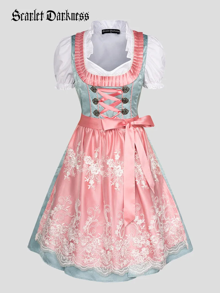 3pcs Set Jacquard German Bavarian Oktoberfest Costume SCARLET DARKNESS