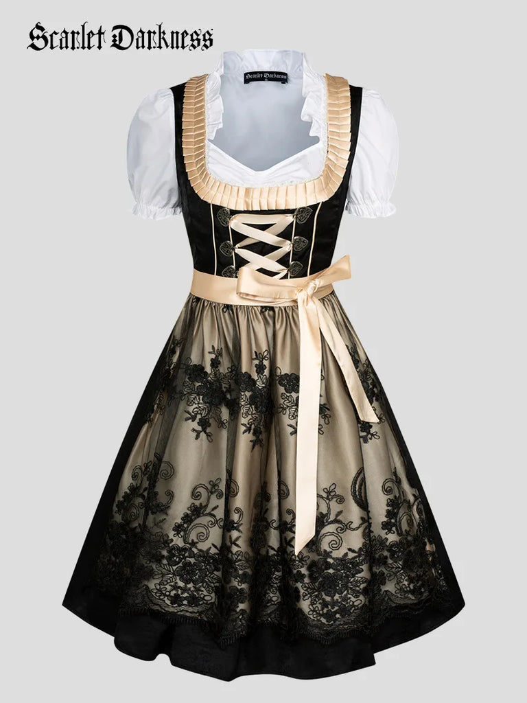 3pcs Set Jacquard German Bavarian Oktoberfest Costume SCARLET DARKNESS