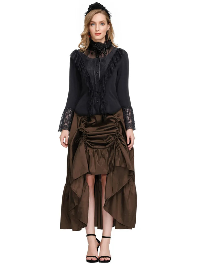 Gothic Chameleon High-Low Drawstring Skirt SCARLET DARKNESS