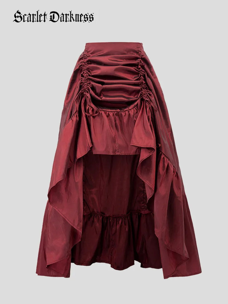 Gothic Chameleon High-Low Drawstring Skirt SCARLET DARKNESS