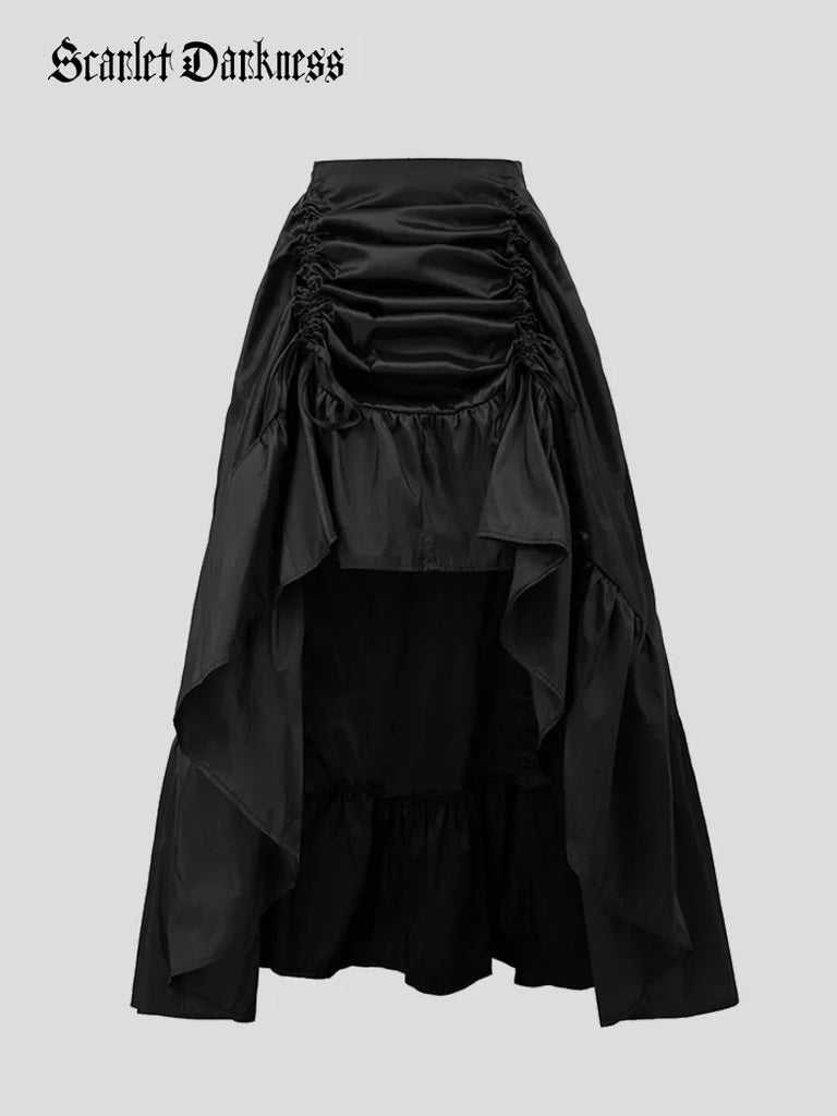 Gothic Chameleon High-Low Drawstring Skirt SCARLET DARKNESS