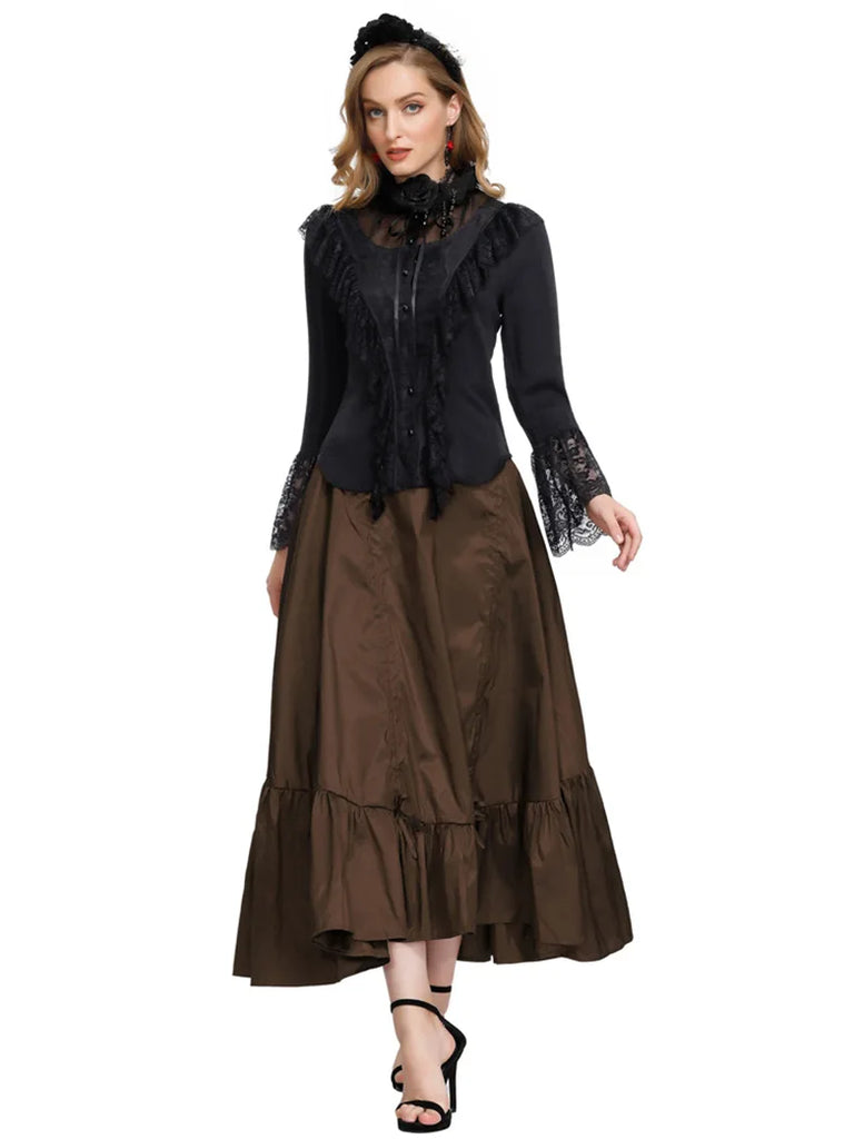 Gothic Chameleon High-Low Drawstring Skirt SCARLET DARKNESS