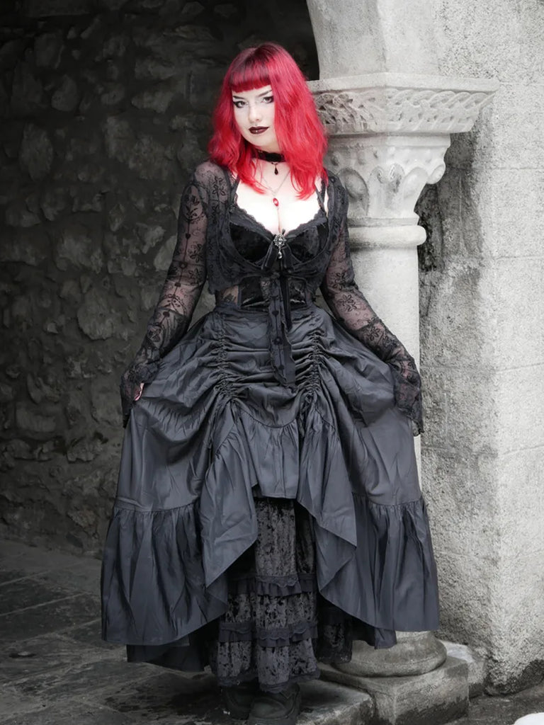 Gothic Chameleon High-Low Drawstring Skirt SCARLET DARKNESS