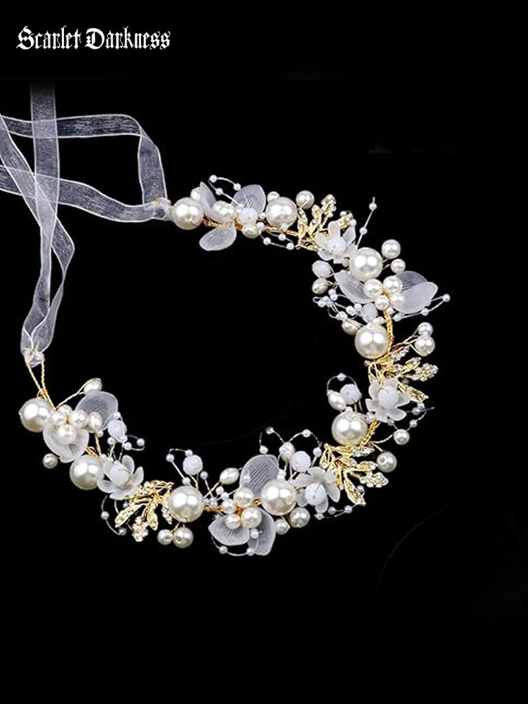 Flowers Hair Ornament Wedding Hair Accessory SCARLET DARKNESS