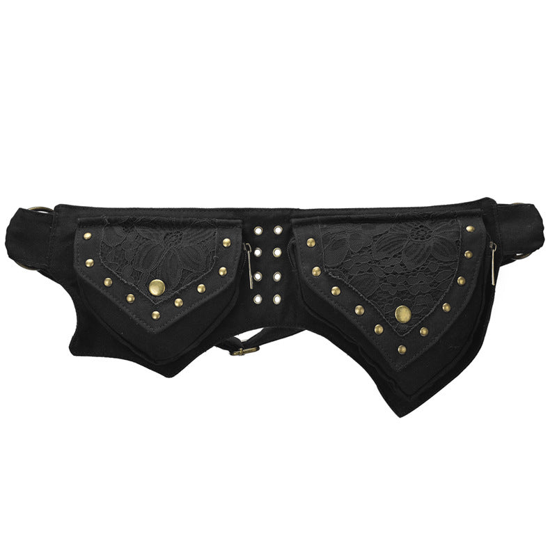 Unisex Renaissance Functional Studded Waterproof Waist Bag SCARLET DARKNESS