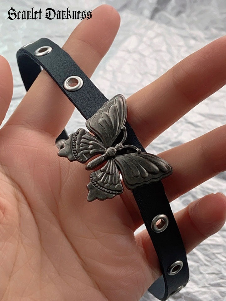 Dark Butterfly PU Leather Choker SCARLET DARKNESS