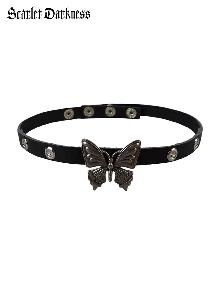 Dark Butterfly PU Leather Choker SCARLET DARKNESS