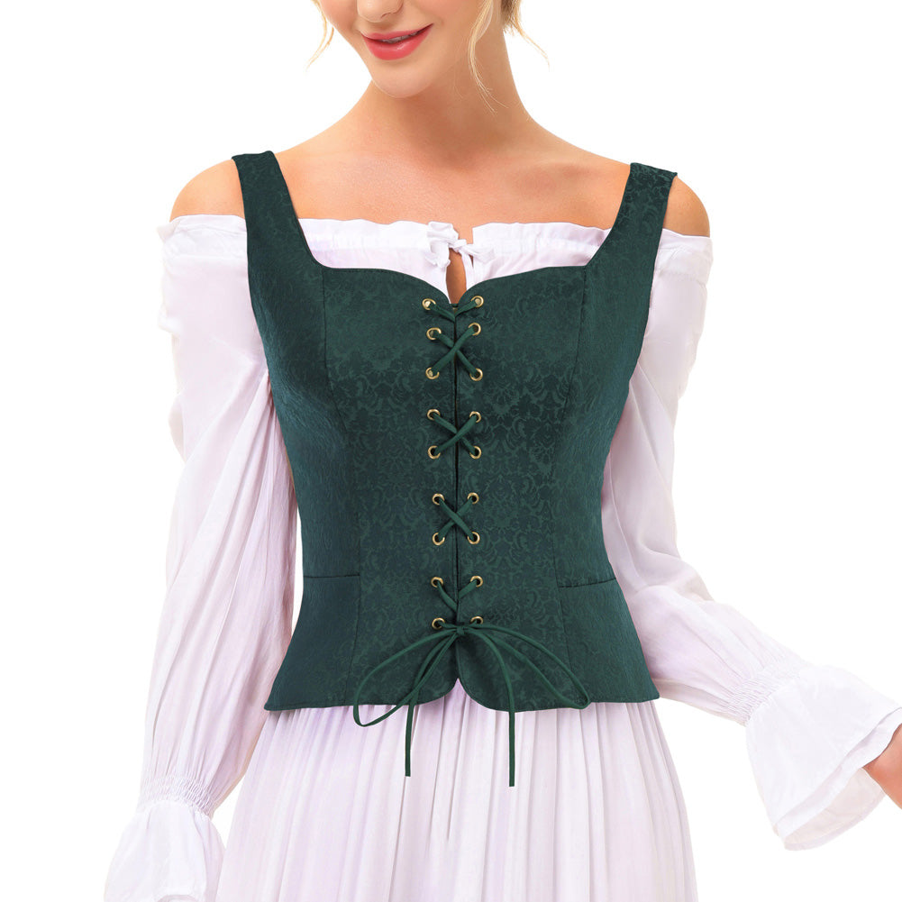 Renaissance Corset Pirate Lace up Vest Bodice SCARLET DARKNESS