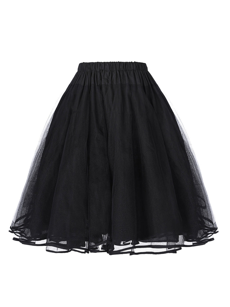 Women's Luxury Retro 3 Layers Tulle Netting Petticoat SCARLET DARKNESS